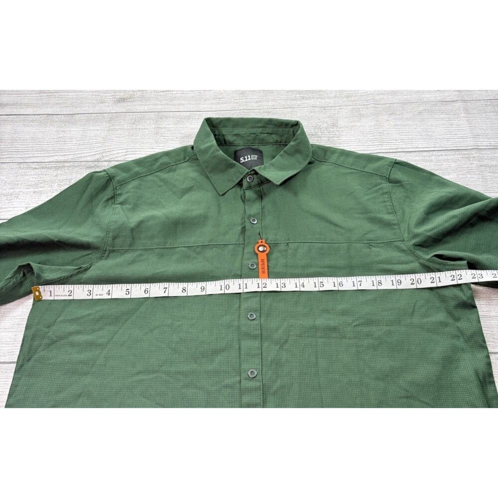 5.11 Tactical Igor Shirt Green Houndstooth Long Sleeve Snap Button Size M - Picture 3 of 8